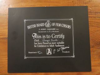 British Bbfc Film Certification Card Target Earth 1954 Horror Sci - Fi
