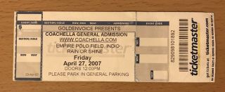 2007 Coachella Amy Winehouse Concert Ticket Stub Back To Black Tour Rehab 0674