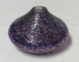 Stuart Abelman Mottled Purple Studio Art Glass Lamp Threaded Texture Signed 1992