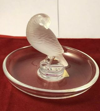 Lalique France Figural Frosted Bird Quail Dove ? Jewelry Holder Dish 070419ebbze
