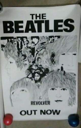 Vintage Huge Beatles Revolver Out Now Promotion Poster Gramophone 40x60