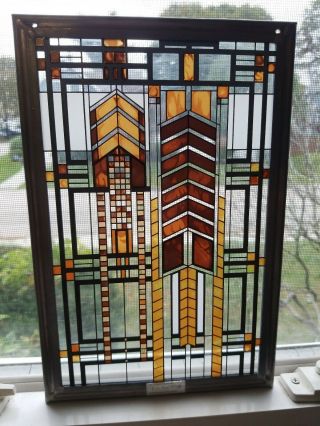 Frank Lloyd Wright " Autumn Sumac " Dana Thomas House Stained Art Glass Panel