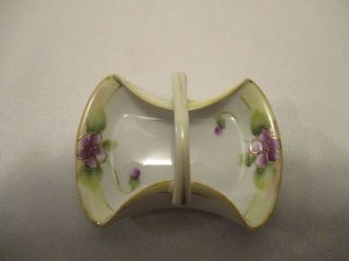 Nippon H.  P.  Violets Design Miniature Basket Flower Gathering Shape C.  1898 - 1921