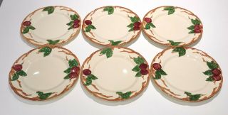Set Of 6 Franciscan Usa Vintage Dinnerware Apple Pattern 10 1/2 " Dinner Plates