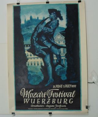 1952 Mozart Festival Wuerzburg Broadside Lithograph Germany Advertising