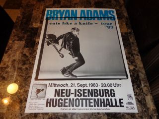 Bryan Adams Rare Authentic 1983 Cuts Like A Knife German Concert Show Gig Poster