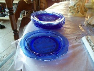 Royal Lace Cobalt Blue 6 " Sherbet Plates (6)