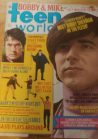 October,  1969 Teen World,  The Monkees,  Davy Jones,  Bobby Sherman,  Sajid Khan