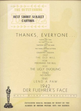 1943 Rare Walt Disney Productions " Der Fuehrer 
