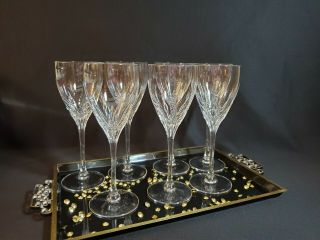 1999 Vintage Lenox Firelight Clear Cut Crystal Wine / Water Glasses Set Of 7