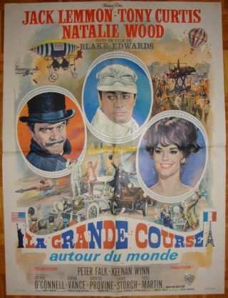 The Great Race - T.  Curtis - B.  Edwards - N.  Wood - P.  Falk - J.  Lemmon - French (24x31 Inch)