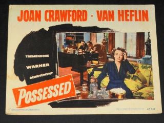 Possessed Orig 1947 Lobby Cd 7 Joan Crawford Grips The Seltzer Bottle