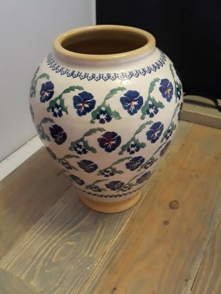 Nicholas Mosse Pottery Small Vase Made in Ireland Pansy Flower Pattern 8 Inches 2