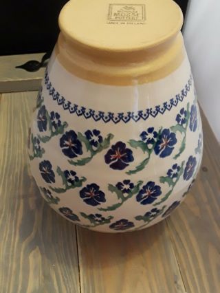 Nicholas Mosse Pottery Small Vase Made in Ireland Pansy Flower Pattern 8 Inches 5