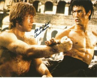 Martial Arts Legend Chuck Norris Signed 8x10 Bruce Lee Way Of The Dragon Colt