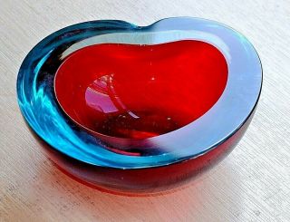 A Vintage Mid Century Murano Sommerso Cased Art Glass Geode Kidney Shaped Bowl 2