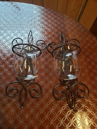 Princess House Exclusive Meridian Wall Crystal Candle Holders Set Of 2
