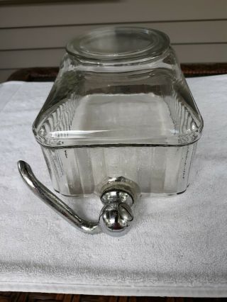 Vintage Art Deco Refrigerator Jar Water Cooler Dispenser Spigot W/lid