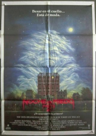 Qs85 Fright Night Part 2 Roddy Mcdowall Horror Orig 1sh Spanish Poster