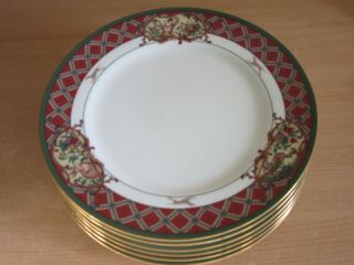 Set Of 6 Noritake " Royal Hunt " 10.  5 " Porcelain Dinner Plates 3930