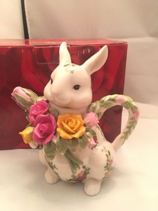 W/ Box Royal Albert Old Country Roses Ocr Teapot Bunny Rabbit Shabby Chic Rare