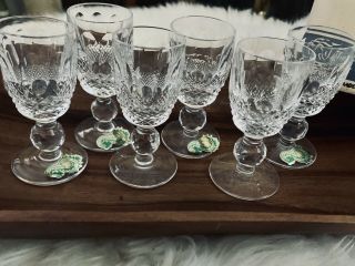 Signed,  Vintage Set Of Six (6) Waterford Crystal Sherry / Liqueur Glasses