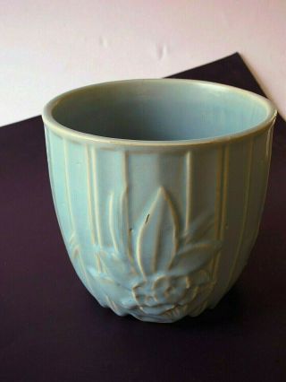 Vintage Nelson Mccoy Art Studio Pottery Aqua Green Planter/vase/pot/jardiniere