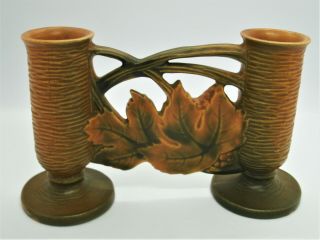 Vintage Roseville Usa Pottery Double Bud Vase 