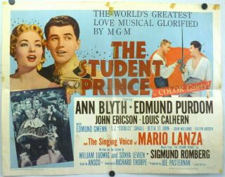 Mario Lanza The Student Prince Half - Sheet Poster Opera Musical R62