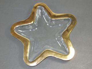 Rare One Annieglass Star Bowl Dish Candy Tray Gold Clear 11 " Signed $145