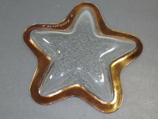 Rare one Annieglass Star Bowl Dish candy tray Gold Clear 11 