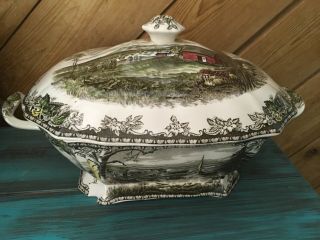 Large Johnson Brothers Friendly Village Soup Tureen One Chip On Base