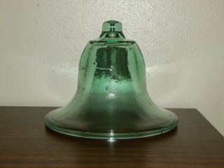 Vintage Green Recycled Glass Cloche Hand Blown Bell Jar Domed Display 6.  5 " X 8 "