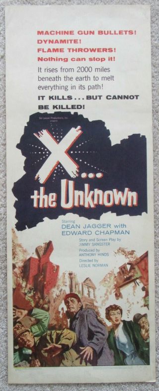 X The Unknown 1957 Insrt Movie Poster Rld Ex