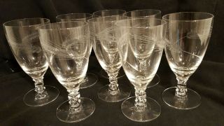 Set Of 8 Vintage Crystal Wheat Pattern Goblets,  Glasses,  Wine,  Water 5 1/4 " Tall