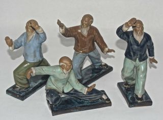 4 Mudman Wanjiang China Pottery Tai Chi Figures