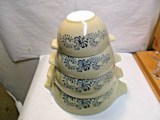 4 Vintage Pyrex Homestead Pattern Cinderella Nesting Bowls Set In Good Shape Nr