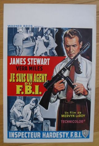 Fbi Story James Stewart Vera Miles Belgian Movie Poster 