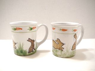 Hand Painted Bunny Rabbit Latte Coffee Set Mugs Cream Pitcher & Sugar Hungary 4