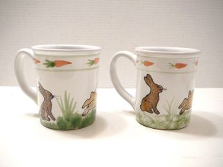 Hand Painted Bunny Rabbit Latte Coffee Set Mugs Cream Pitcher & Sugar Hungary 5