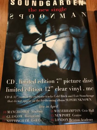 Music Memorabilia Soundgarden Spoonman Uk Tour Promo Poster 40wx60h
