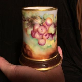 Jean Pouyat J.  P.  limoges Hand Painted Porcelain Tankard Mug Grapes 2