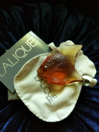 Lalique Crystal Fish Orange/amber Gold - Perfect W/ Box.