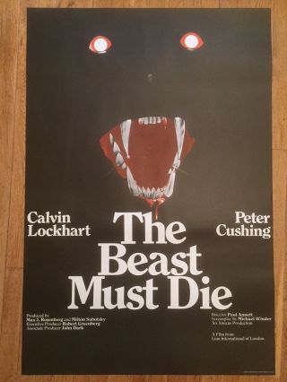 The Beast Must Die 1974 British Amicus Horror Film Poster Peter Cushing