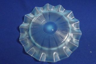 Antique Stevens & Williams Blue Opalescent Art Glass Threaded Bowl & Underplate 4