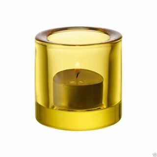 Iittala Glass " Kivi " Candle Holder Or Votive Finland Marimekko " Lemon Yellow "