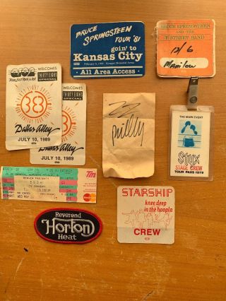 Bruce Springsteen Zz Top Autograph Styx Bush Starship 38 Special Back Stage Pass