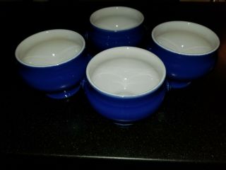 Emile Henry Footed Soup Bowls Set/4 French Blue Lions Head 6600