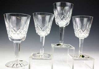 Set Of 4 Waterford Deep Cut Irish Crystal Lismore Claret Wine Goblet Glasses Sms