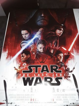 Star Wars The Last Jedi Ds 27x40 Final Movie Poster. ,  Never Displaye